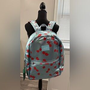 HARD TO FIND- STATE Metallic Blue Red Cherry Pattern Backpack